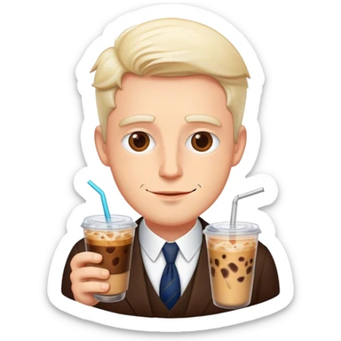british gentleman with aiced cofee sticker