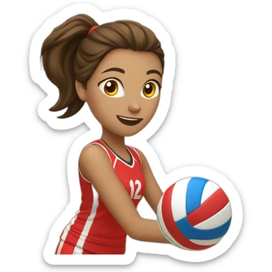 Girl wearing red jersey is shooting to the volleyball ball sticker