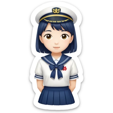 Cute Japanese high school girl in traditional sailor uniform with pleated skirt sticker