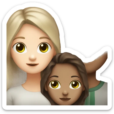 Me and my partner  we are white with brown hair and the gir have green eyes and boy have white skin and brown dark hair  sticker