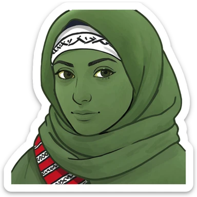 memoji-inspired brown-skinned person, face fully covered by a Palestinian scarf (keffiyeh), only eyes showing sticker