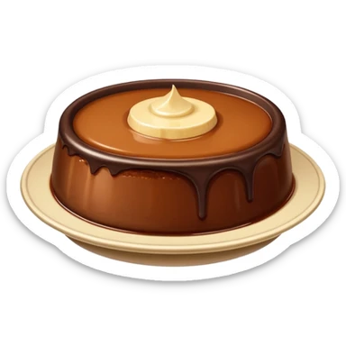 a bowl of chocolate pudding topped with shiny and smooth flan sticker