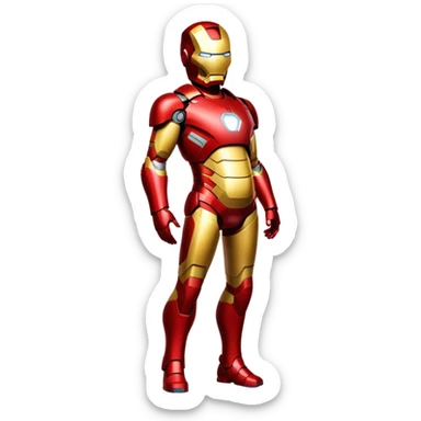 Iron Man superhero with a pregnant belly, red and gold metal suit sticker