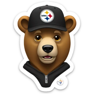 A bear wearing a Pittsburgh Steelers hat sticker