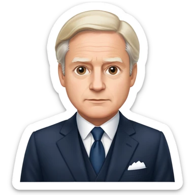 British prime minister wearing a formal suit with a confident expression sticker