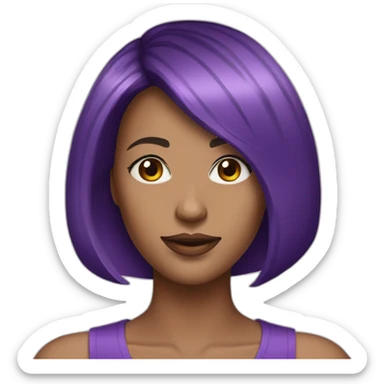 woman with purple asymetric bob haircut sticker