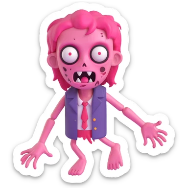 pink zombie, fun and expressive sticker