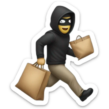 the thief runs with a bag sticker