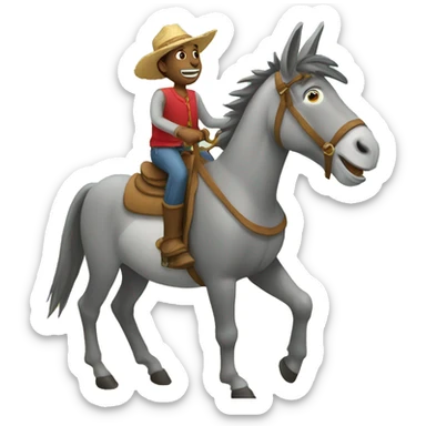 Donkey riding a horse sticker