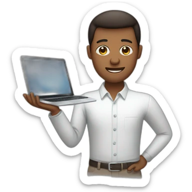 a person with your computer and your iphone in the hands sticker