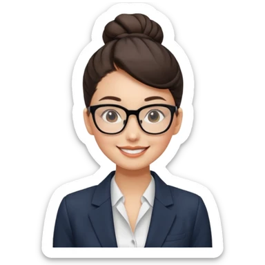 Office Worker – sleek high bun, square glasses, wearing blazer.













































 sticker