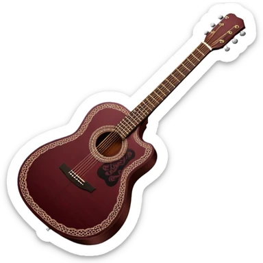 dark maroon acoustic guitar with lace black details sticker