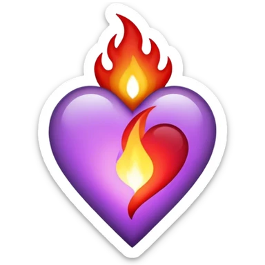 Light purple, red and black flame heart sticker