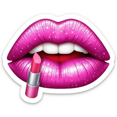 glitter pink mark of lipstick kiss sticker