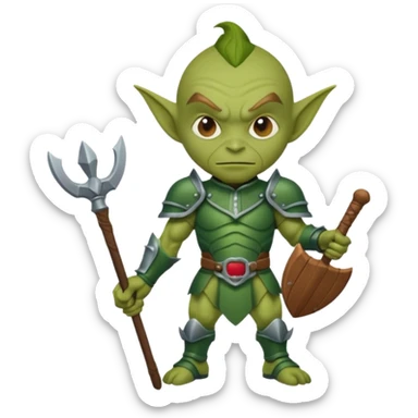 Goblin Warrior – short green goblin with armor and wooden club sticker
