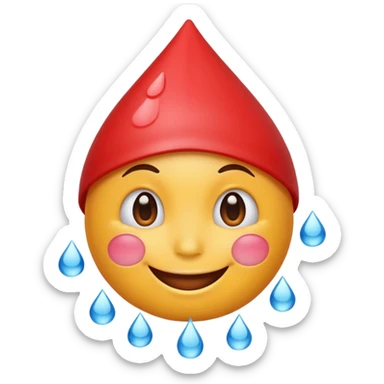 Emoji smiley face with water drop on head but make water drop red sticker