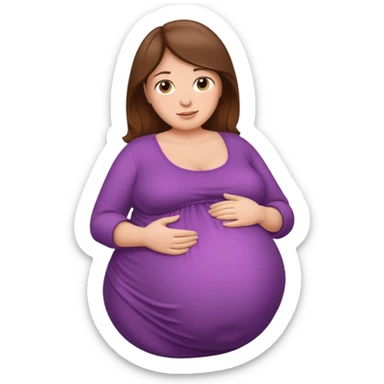 very heavily pregnant overdue woman with super  large belly sticker