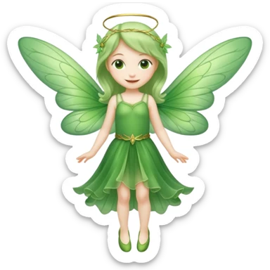 full body of little green fairy sticker