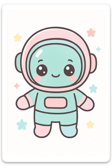 cute astronaut kawaii cartoon style sticker