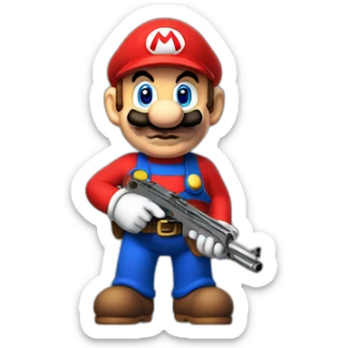 mario holding a gun sticker