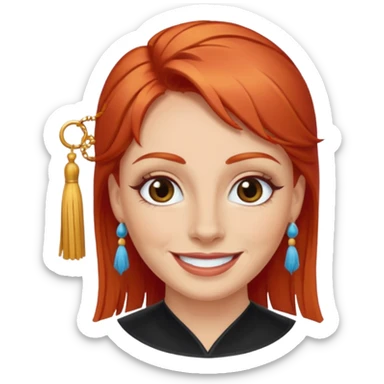 red-haired eyebrow artist with tassels sticker