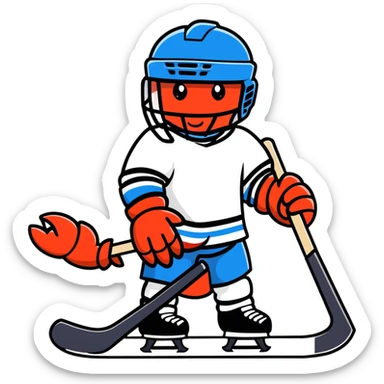 Rock N roll lobster playing ice hockey  sticker