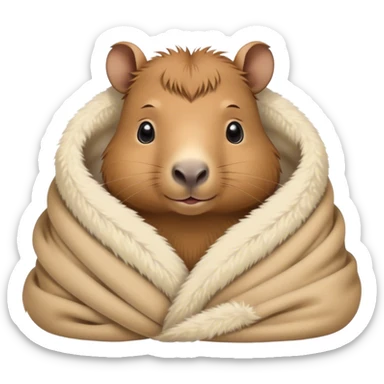 Cute baby capybara cozy in blanket sticker
