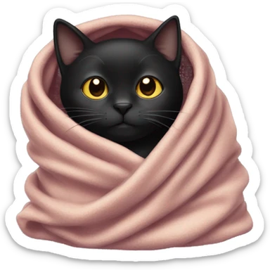 black cat in blanket sticker