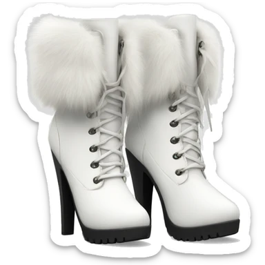 White high heel boots with fur sticker