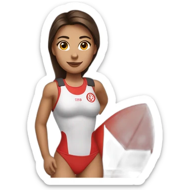 Female brunette lifeguard sticker