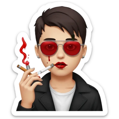 boy with piercing sunglasses blood smoking cigarette sticker