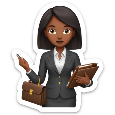 a financier black skin girl with a portfolio sticker