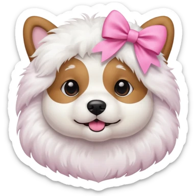 I want a fluffy dog with a pink bow sticker