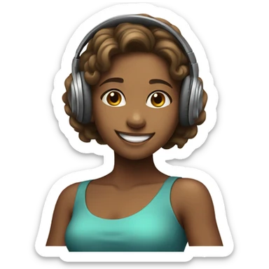 Girl wearing headphones jamming to music  sticker
