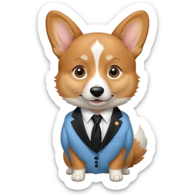 perrita caricatura gorgi gales ejecutiva con ropa celeste claro y corbata negra  sticker