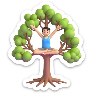 person in tree pose yoga sticker
