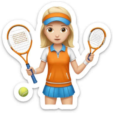 white young girl playing tennis sticker