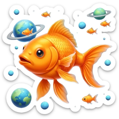 A goldfish in the solar system  sticker