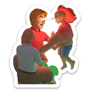 happy boys having fun sticker