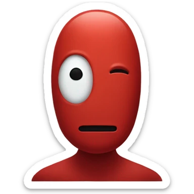 Design a minimalist red Among Us imposter emoji, conveying mystery and deception with subtle space-themed elements. sticker
