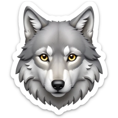 cinematic-noble-wolf-portrait-emoji,-poised-and-regal,-with-a-strong,-lean-build-and-a-sleek,-fur-of-grey-and-white,-deep-set-soulful-piercing-eyes,-simplified-yet-sharp-and-sophisticated-features,-highly-detailed,-full-body, zoomed out showing shoulders sticker