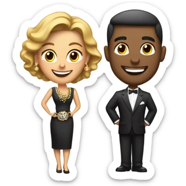 smiling couple with jewelry sticker
