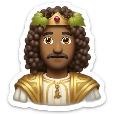 man with greek robe and long curly hair and a crown of grapes and no mustache sticker