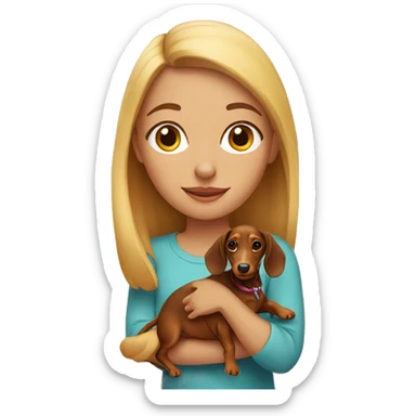 girl with dachshund sticker