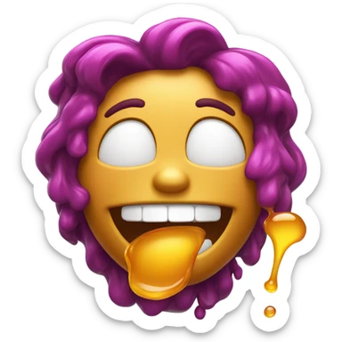 Emoji with honey dripping from its mouth sticker
