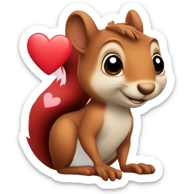 Squirrel with hearts sticker