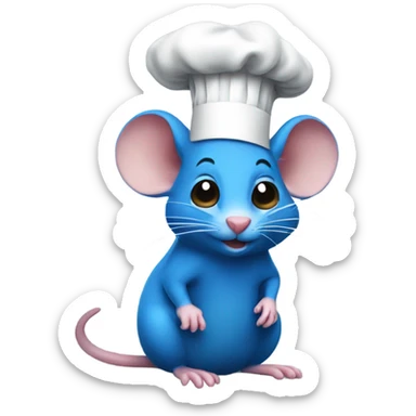 Blue rat with a chef hat sticker