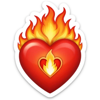 A red heart with bright flames on top, blending realistic fire with a slightly gothic cartoon style. Inside the heart, in small bold gothic text, it says:
Pyromaniacs   sticker