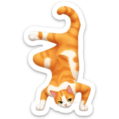 an orange cat doing a handstand sticker
