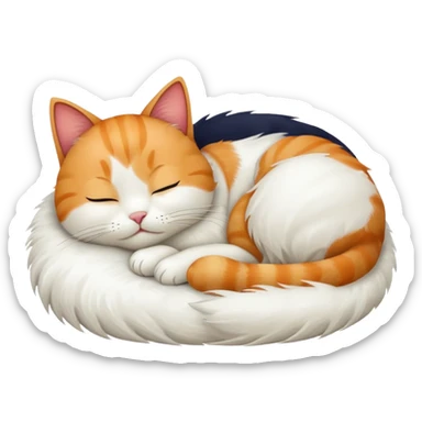 Sleeping cat emoji, apple style, white fur sticker